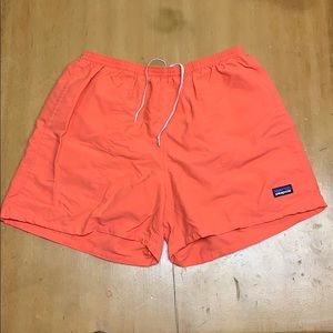 Orange Patagonia Baggies Shorts. 5” inseam.